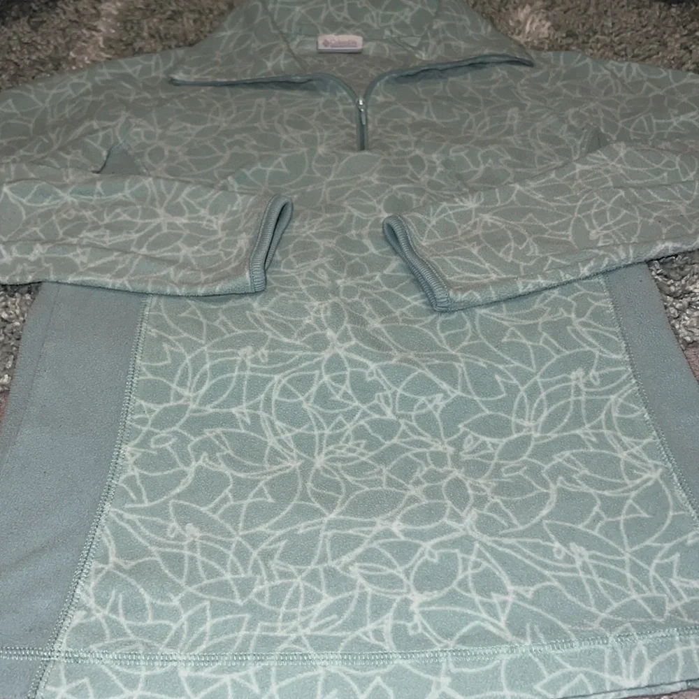 COLUMBIA pullover half zip fleece sweater women’s sz Small light teal 💚💙 EUC - Picture 5 of 11